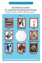 Smart Android Bluetooth Tracker — White tracker surrounded by keys, wallet and travel examples