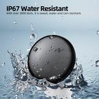 Smart Android Bluetooth Tracker — Black tracker surrounded by water with supplier IP67 text