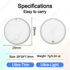 Smart Android Bluetooth Tracker — White tracker front and rear with 29 mm dimensions