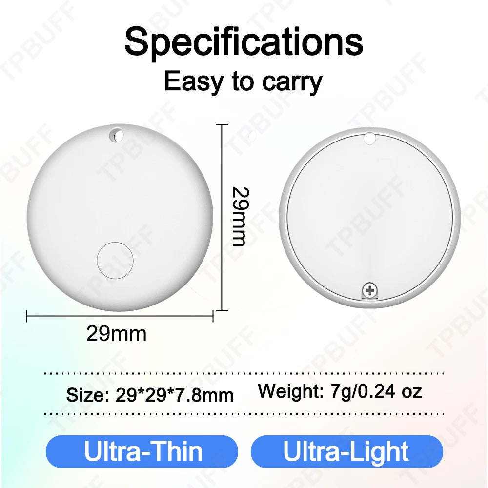 Smart Android Bluetooth Tracker — White tracker front and rear with 29 mm dimensions
