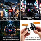 Smart LED Bike Light collage showing bicycle and helmet mounting examples and the detachable mounting clip