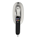 Smart Touchscreen Steam Iron straight overhead view with the touchscreen handle extended below the water cap.