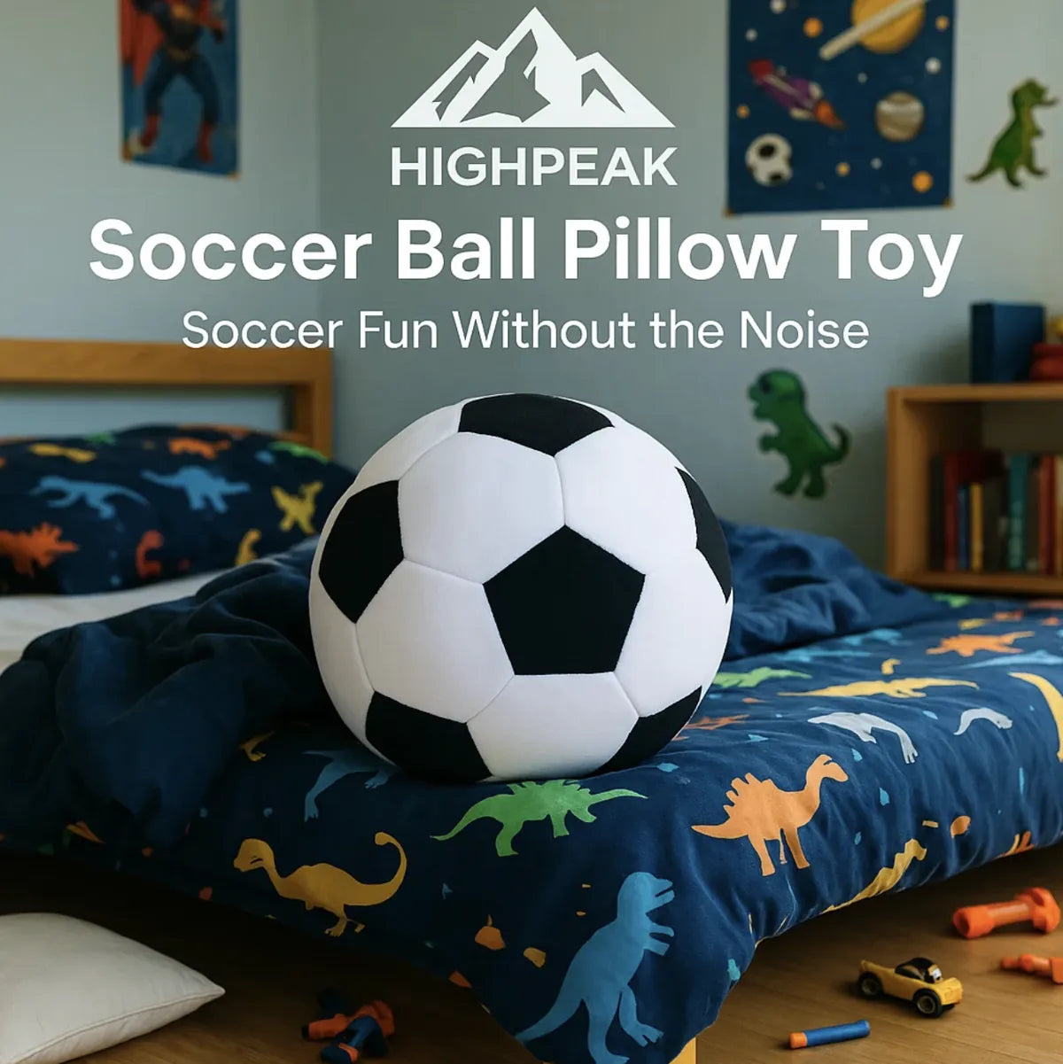HighPeak Soccer Ball Pillow Toy for Kids – Soft Plush Indoor Football