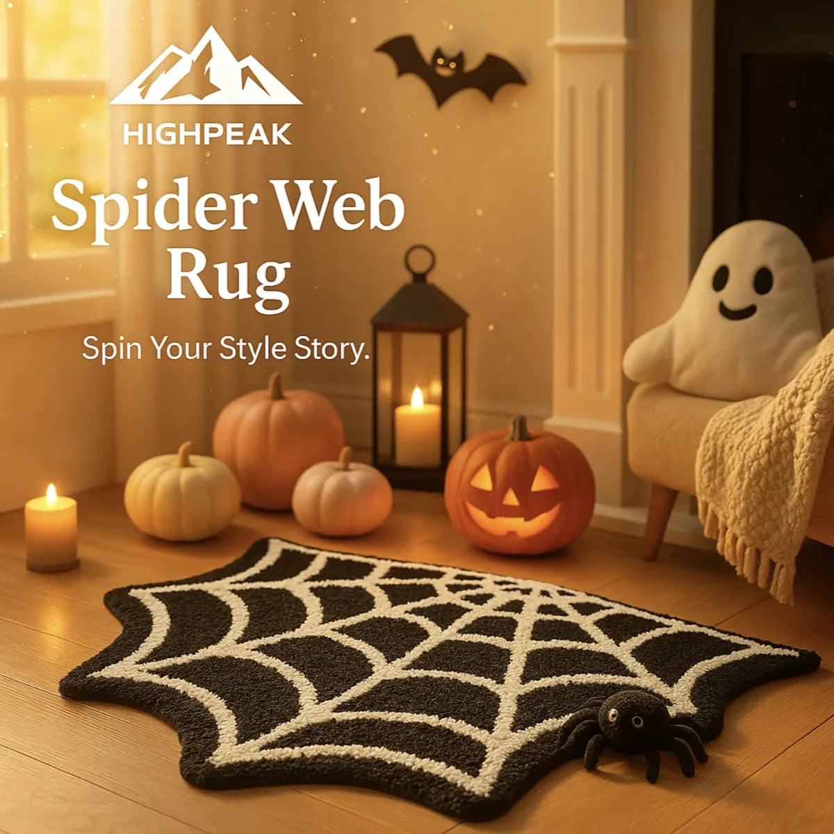 Spider Web Halloween Rug