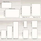 Spooky Girl Garage Banner supplier reference chart showing assorted rectangle dimensions in cm and inches