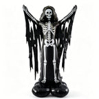Spooky Skeleton Balloon Set hooded skeleton character with raised arms and black base