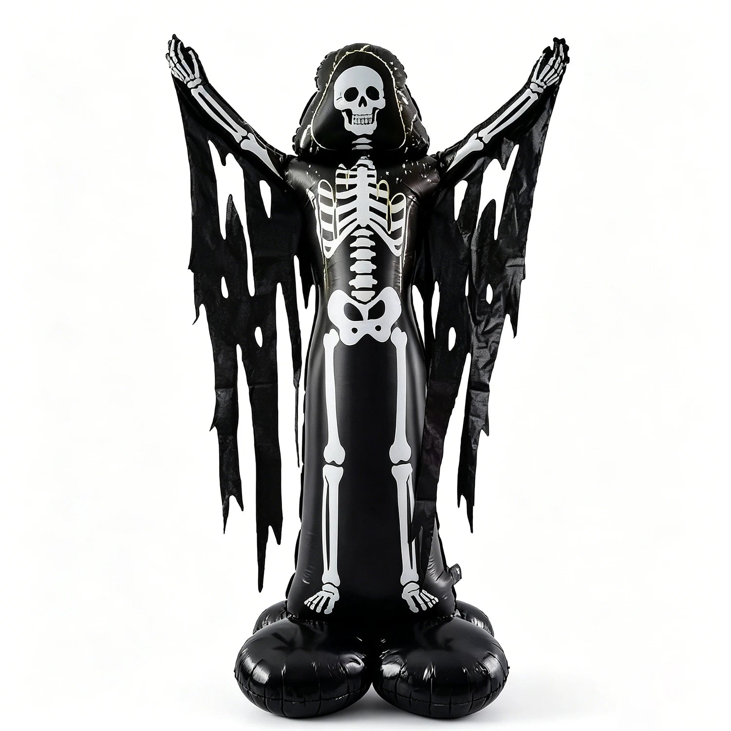 Spooky Skeleton Balloon Set hooded skeleton character with raised arms and black base
