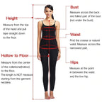 Spotlight Rhinestone Bodysuit supplier body-measurement diagram with height, bust, waist, hips and hollow-to-floor labels.