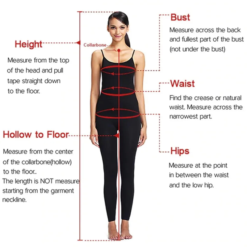 Spotlight Rhinestone Bodysuit supplier body-measurement diagram with height, bust, waist, hips and hollow-to-floor labels.