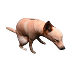 Squatting Dog Plush Toy 40 cm tan dog with dark ears and a lowered head on a white background.