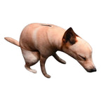 Squatting Dog Plush Toy 60 cm tan dog in a squatting pose on a white background.
