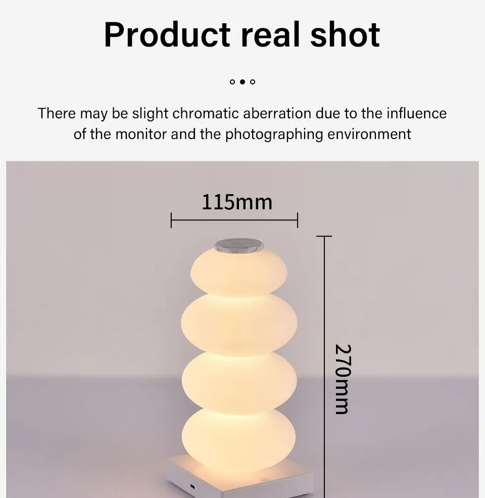 Stacked Pebble RGB Lamp in a tall dimension graphic labeled 270 mm high and 115 mm wide.
