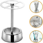 Stainless Toothbrush Holder shown empty with examples for kitchen tools and multiple toothbrush types