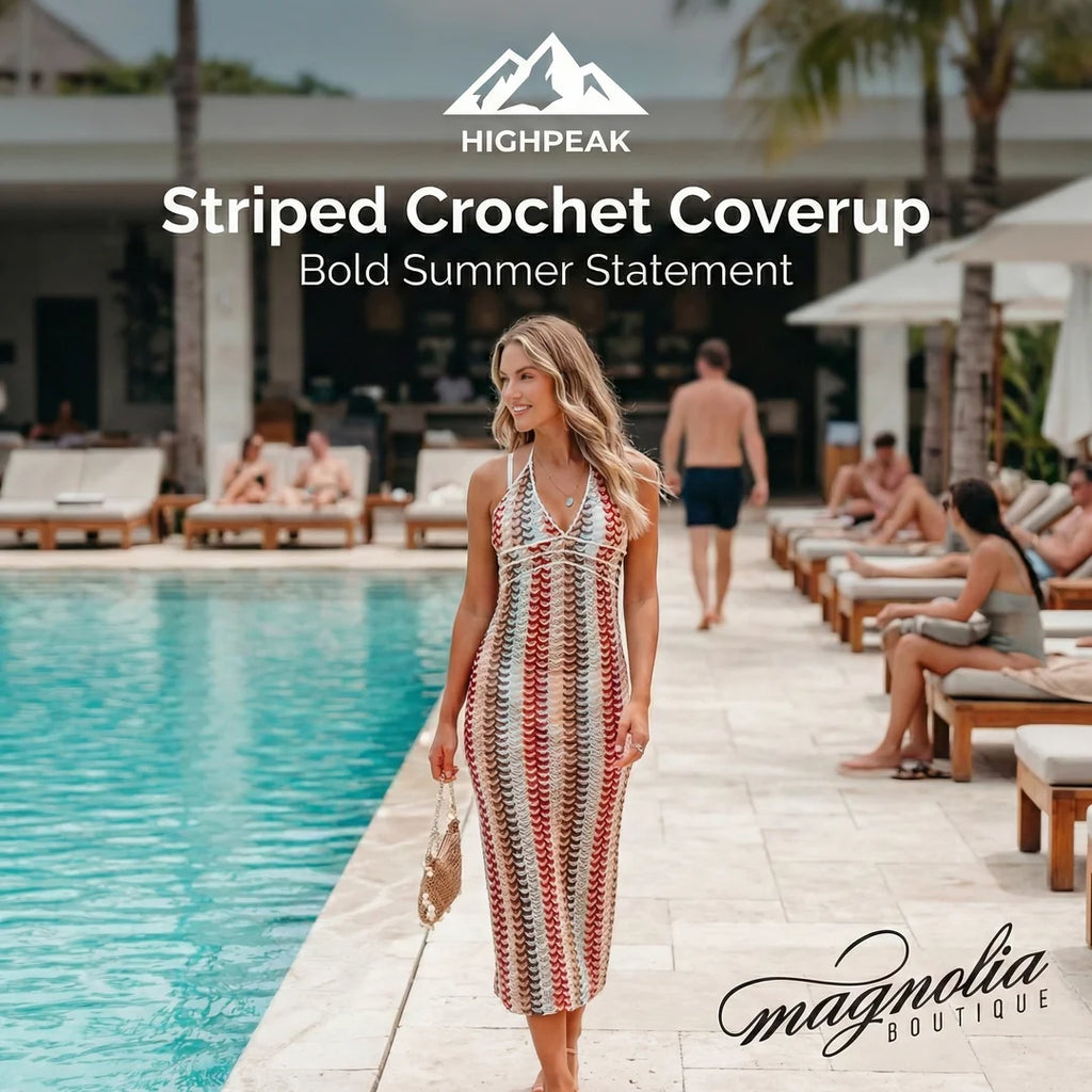 Striped Crochet Coverup Dress