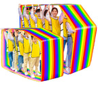 Team Building Race Mat: Adult and children’s teams demonstrating rainbow loop mats against a white background.