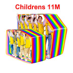 Team Building Race Mat: Rainbow loop mats shown with adult and child groups and a Childrens 11M label.