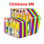 Team Building Race Mat: Adult and child teams inside rainbow loops, labeled Childrens 6M.