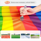 Team Building Race Mat: Oxford fabric demonstration above pictures of a track, lawn, paving and cobblestones.