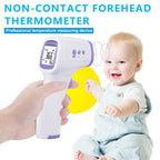 Thermometer & Oximeter Set handheld thermometer aimed toward a child's forehead in a supplier demonstration