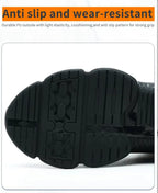 HighPeak TitanStep Boots black anti-slip durable PU outsole close-up showing wear-resistant tread pattern for strong grip