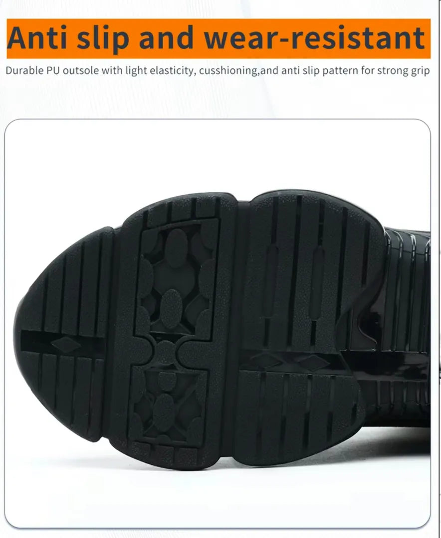 HighPeak TitanStep Boots black anti-slip durable PU outsole close-up showing wear-resistant tread pattern for strong grip