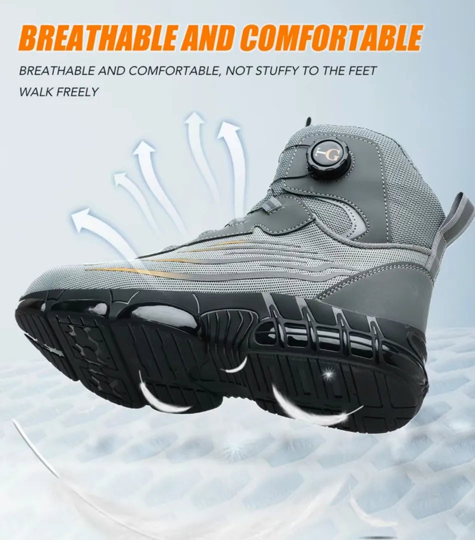 TitanStep Boots in gray with breathable mesh upper and anti-slip sole, designed for comfort and durability by HighPeak.