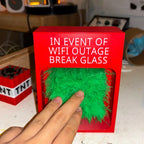 Touch Grass Meme Box with red Wi-Fi outage message as fingers touch the green grass insert
