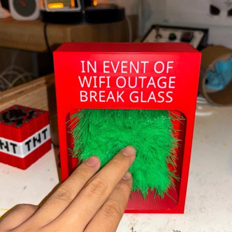 Touch Grass Meme Box with red Wi-Fi outage message as fingers touch the green grass insert