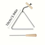 Triangle Instrument Set size guide showing a 10cm side measurement with the beater displayed below