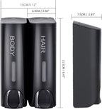 Triple Shower Dispenser Black double supplier size reference with width, height, and depth