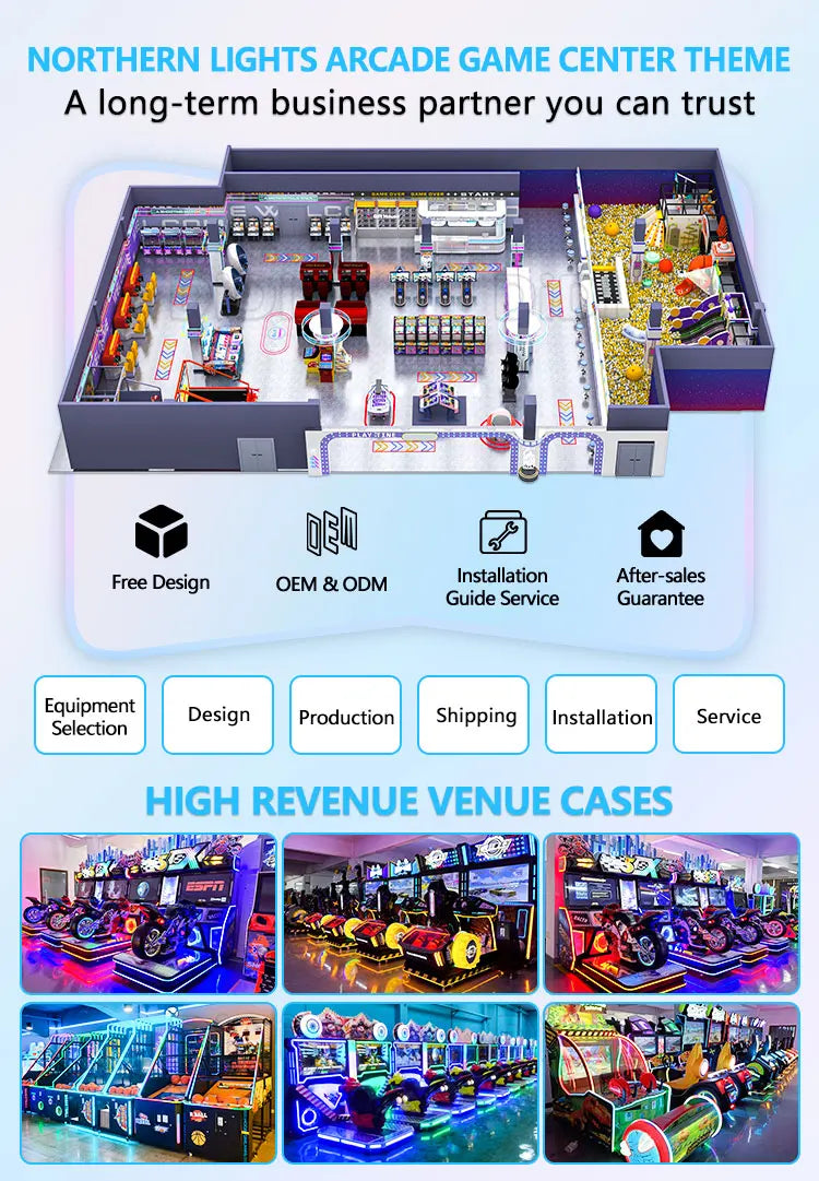 Arcade game center venue planning and service graphic