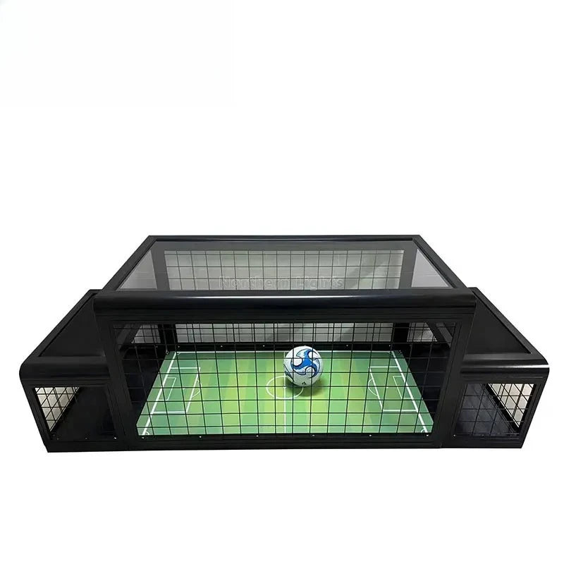 Two-Player Soccer Table black seat option in elevated front view