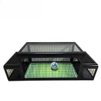 Two-Player Soccer Table black seat option in elevated front view