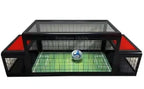 Two-Player Soccer Table with red seats in front view