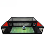 Two-Player Soccer Table with red seats in straight-on view