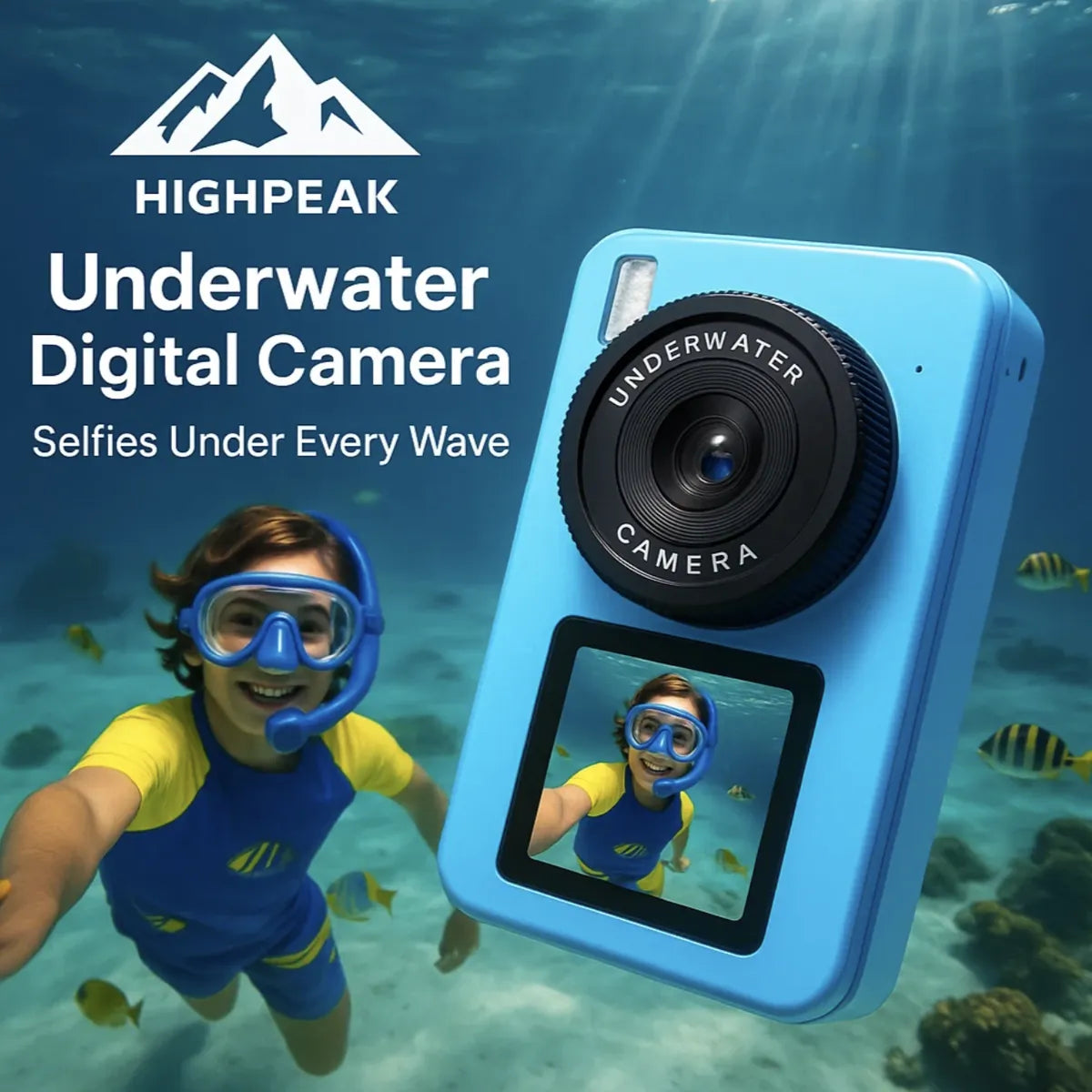 HighPeak Underwater Digital Camera Dual Screen 18X Zoom with 32GB