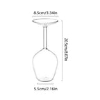 Upside Down Wine Glass dimensions showing 20.5 cm height, 8.5 cm top and 5.5 cm base