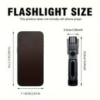 UV Inspection Flashlight – size diagram showing 5.20-inch length and 1.38-inch width beside a phone prop.