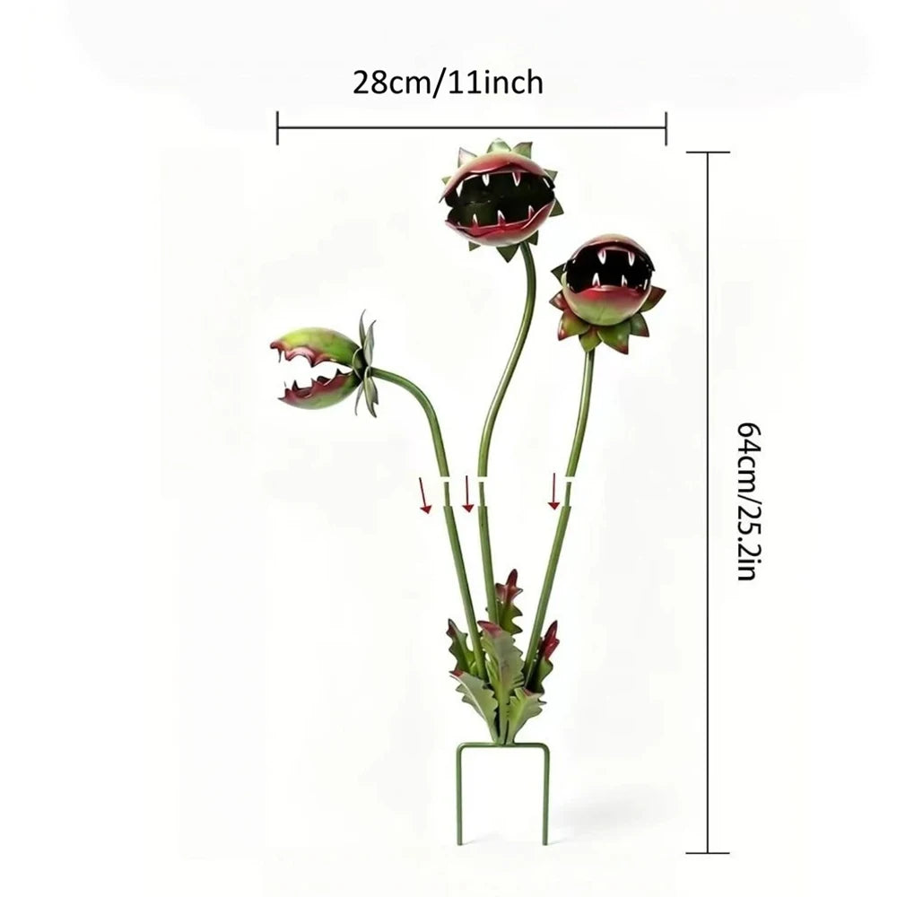 Venus Flytrap Garden Stake size guide showing 25.2-inch height and 11-inch width
