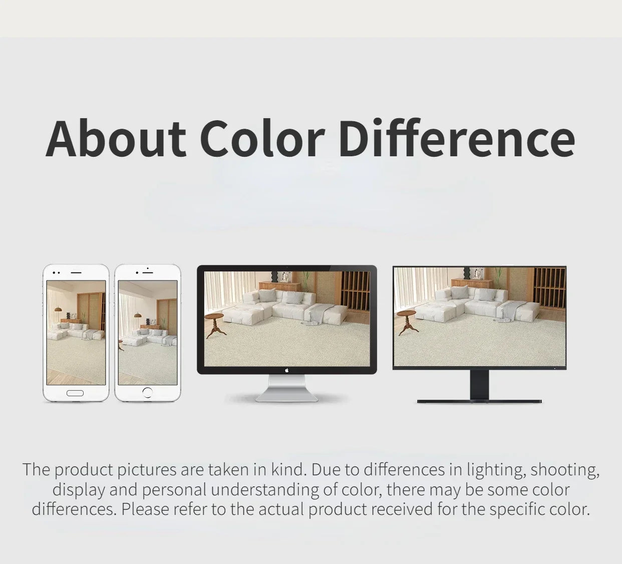 Vinyl Record Doormat supplier notice explaining that displayed colors can vary by lighting and screen