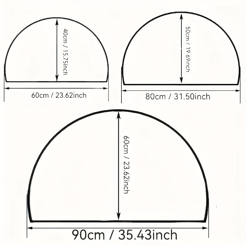 Vinyl Record Doormat size diagram showing 40 by 60, 50 by 80, and 60 by 90 centimeter options