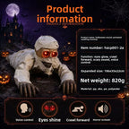 Voice-Activated Crawling Mummy details showing materials, size, weight, and sound-activated effects