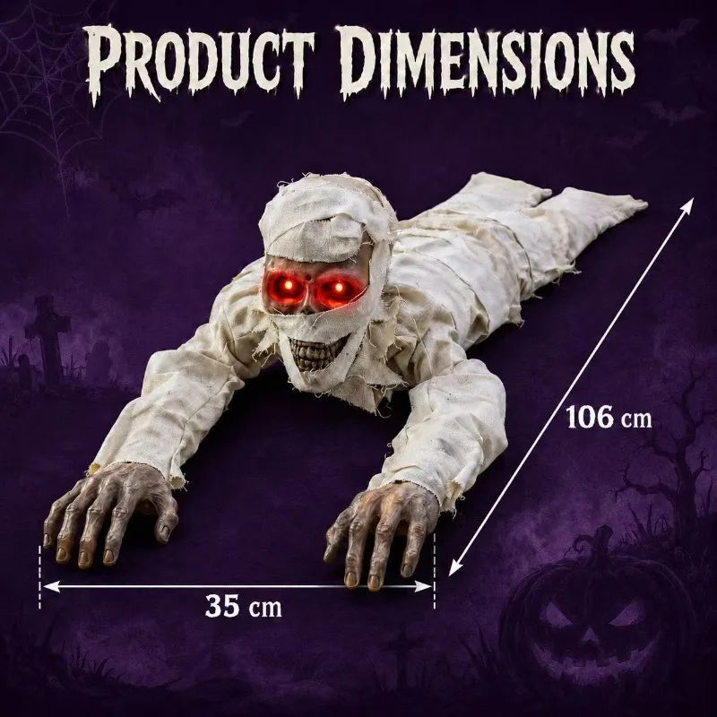 Voice-Activated Crawling Mummy dimensions showing 106 cm length and 35 cm width