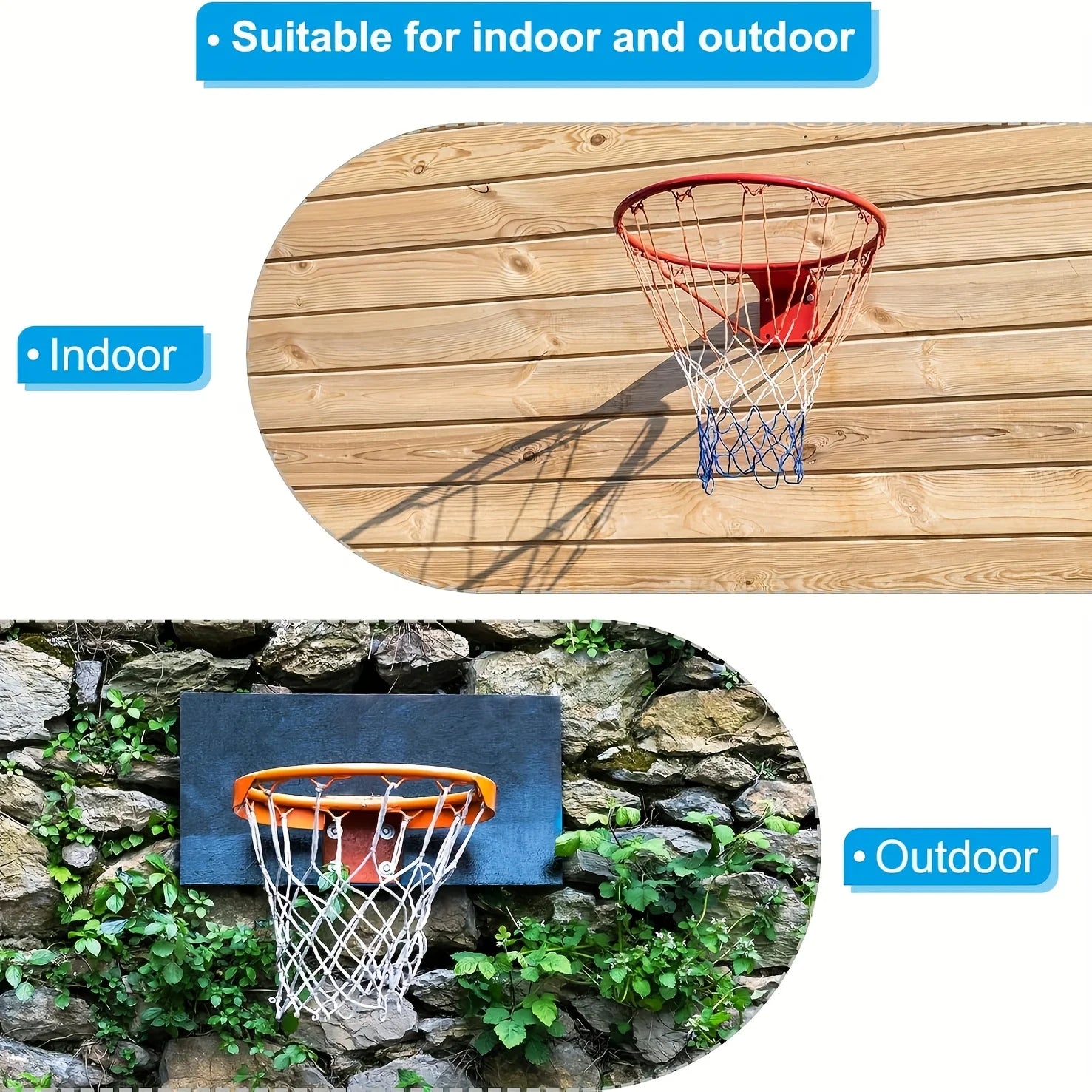 Wall-Mounted Basketball Hoop examples showing suitable indoor and outdoor mounting locations