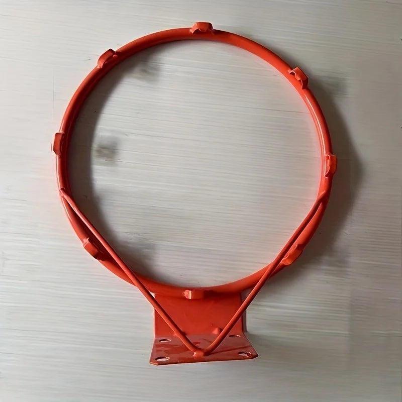 Wall-Mounted Basketball Hoop orange metal rim and mounting plate shown without the net