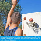 Wall-Mounted Basketball Hoop mounted outdoors as a player practices a shot against a wall