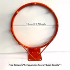 Wall-Mounted Basketball Hoop size guide showing the 35 cm rim, net, four screws, and air needle