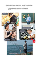 Wearable Exoskeleton Chair shown for fishing, outdoor activities, work, and extended standing