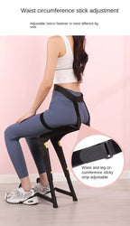 Wearable Exoskeleton Chair seated view showing the adjustable waist strap fit
