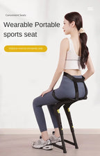 Wearable Exoskeleton Chair worn by a woman in a supported seated position